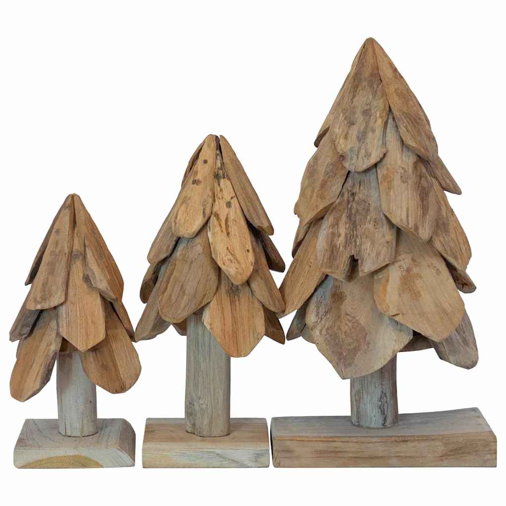 Juletræ 3 stk. Brun 40 cm Massivt teaktræ