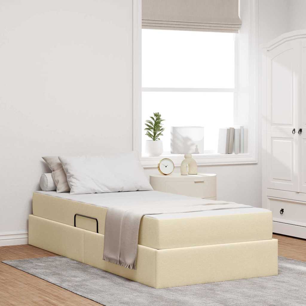 Seng med opbevaring og madras Creme 90 x 190 cm Polyester