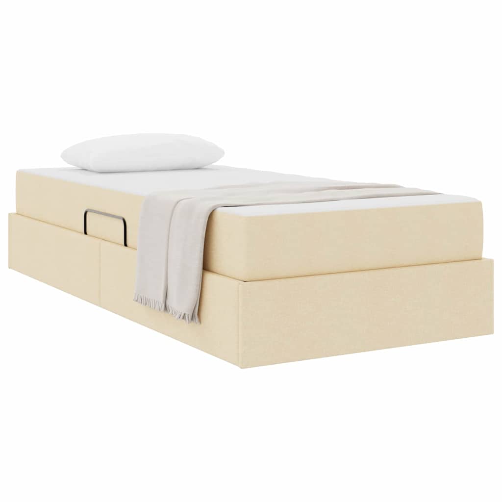 Seng med opbevaring og madras Creme 90 x 190 cm Polyester