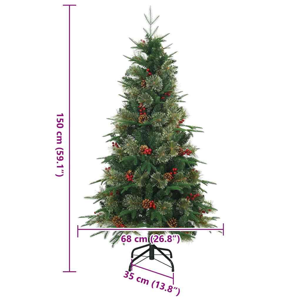 Kunstigt Hinged Juletræ Grøn 150 cm PVC, PE og Stål