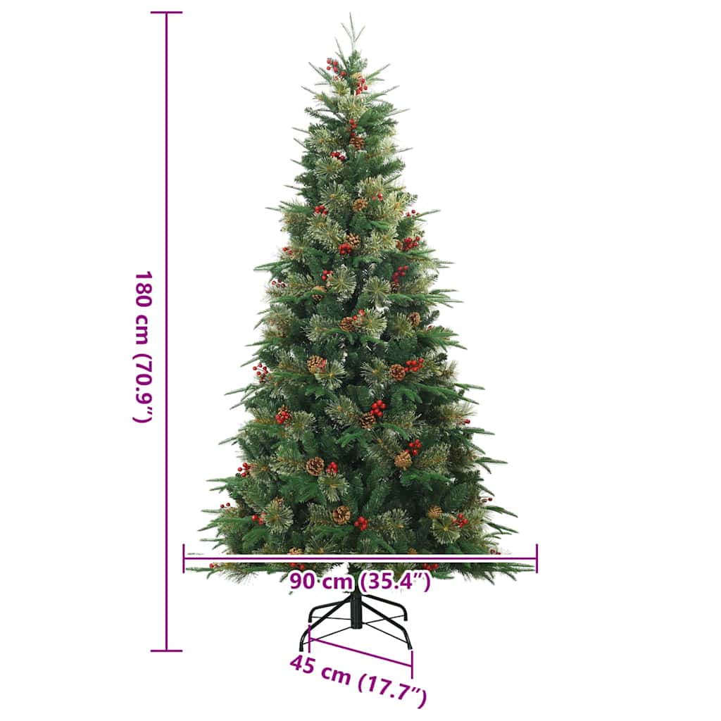 Kunstigt Hinged Juletræ Grøn 180 cm PVC, PE og Stål