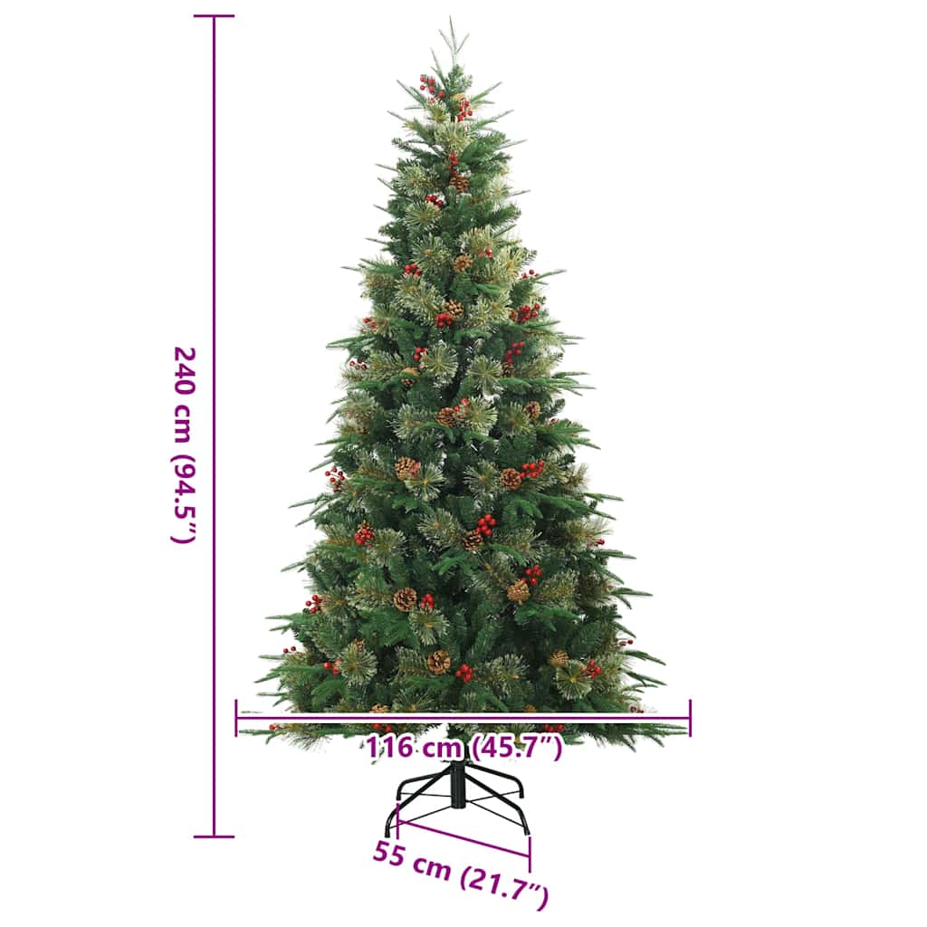 Kunstigt Hinged Juletræ Grøn 240 cm PVC, PE og Stål