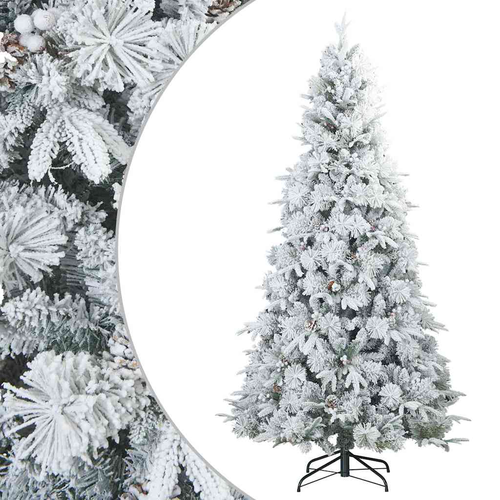Kunstigt bøjelig juletræ snefløjtet Hvid 240 cm PVC, PE og Stål