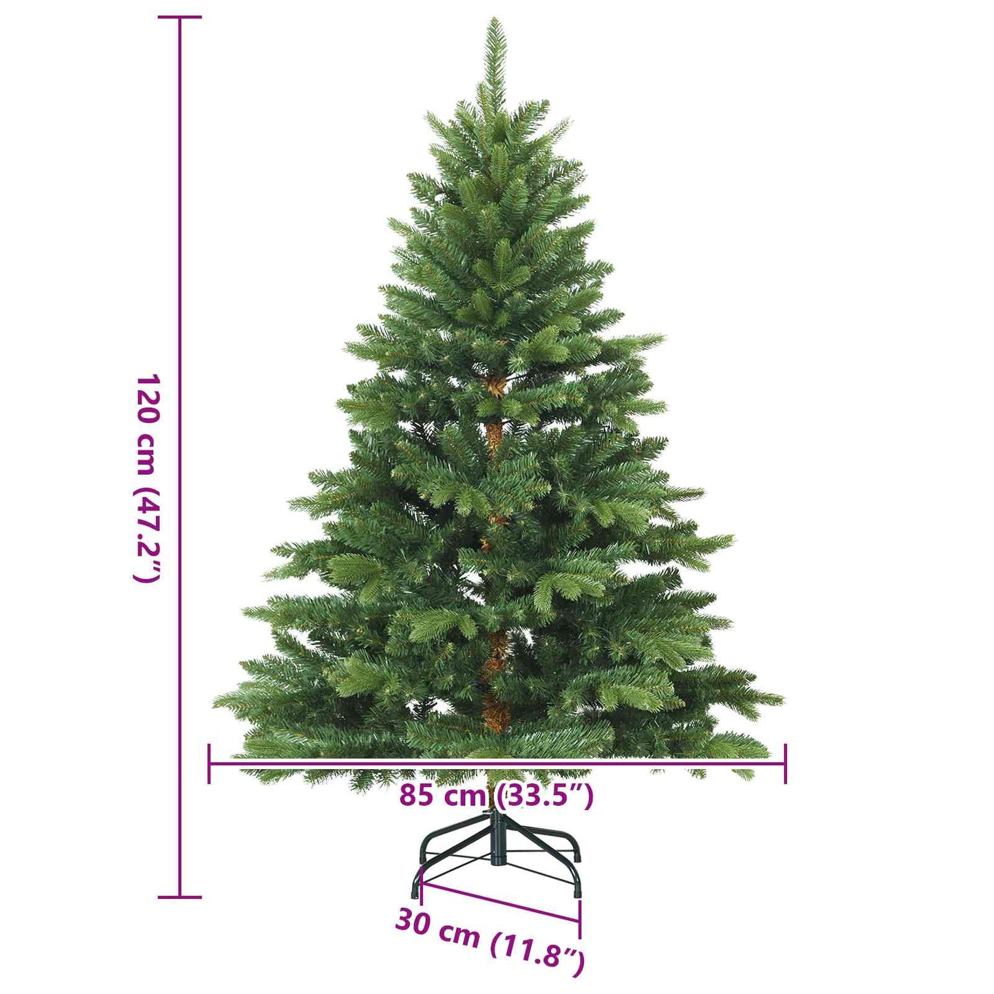 Kunstigt Hinged Juletræ med stativ Grøn 120 cm PVC, PE og stål