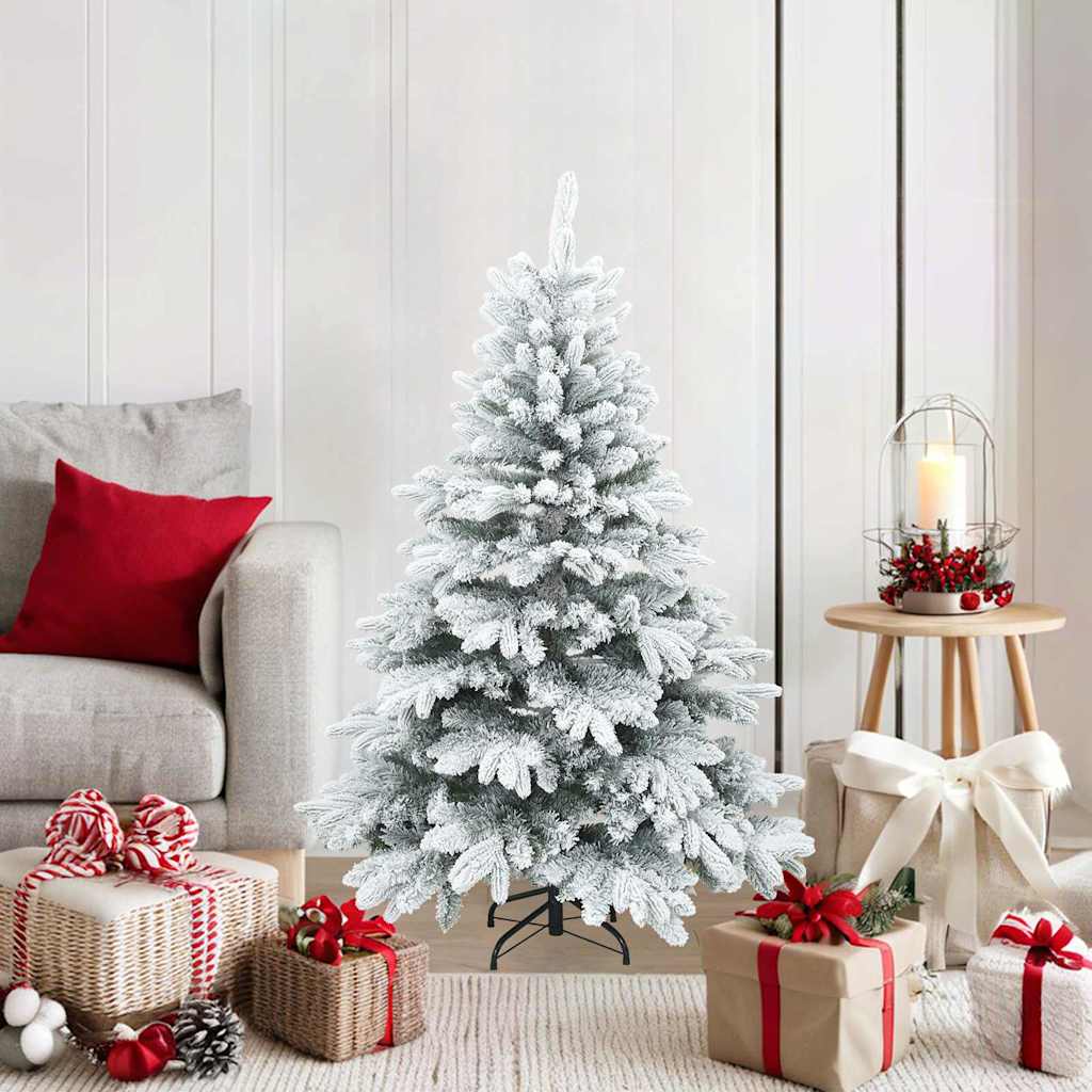 Kunstigt bøjelig juletræ snefløjtet Hvid 120 cm PVC, PE og stål