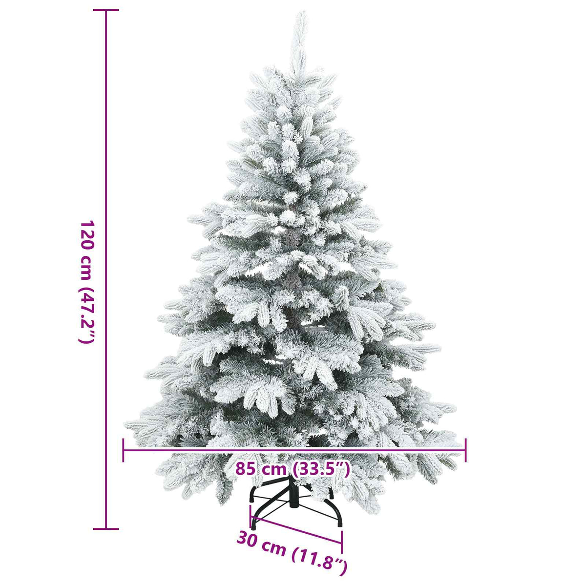 Kunstigt bøjelig juletræ snefløjtet Hvid 120 cm PVC, PE og stål