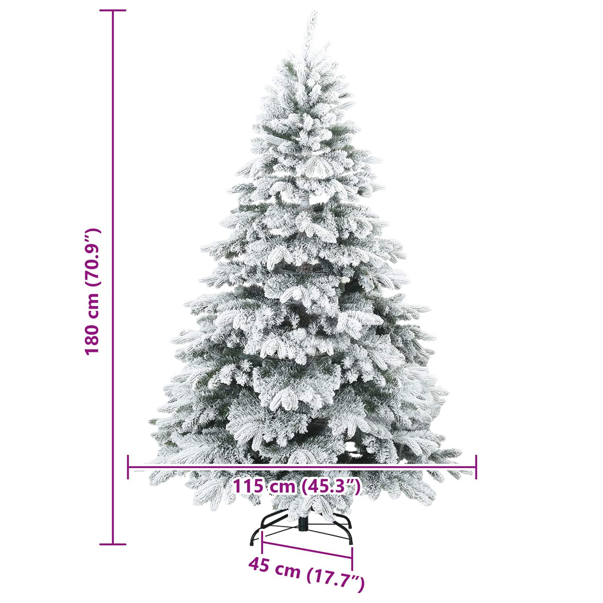 Kunstigt bøjelig juletræ snefløjtet Hvid 180 cm PVC, PE og stål