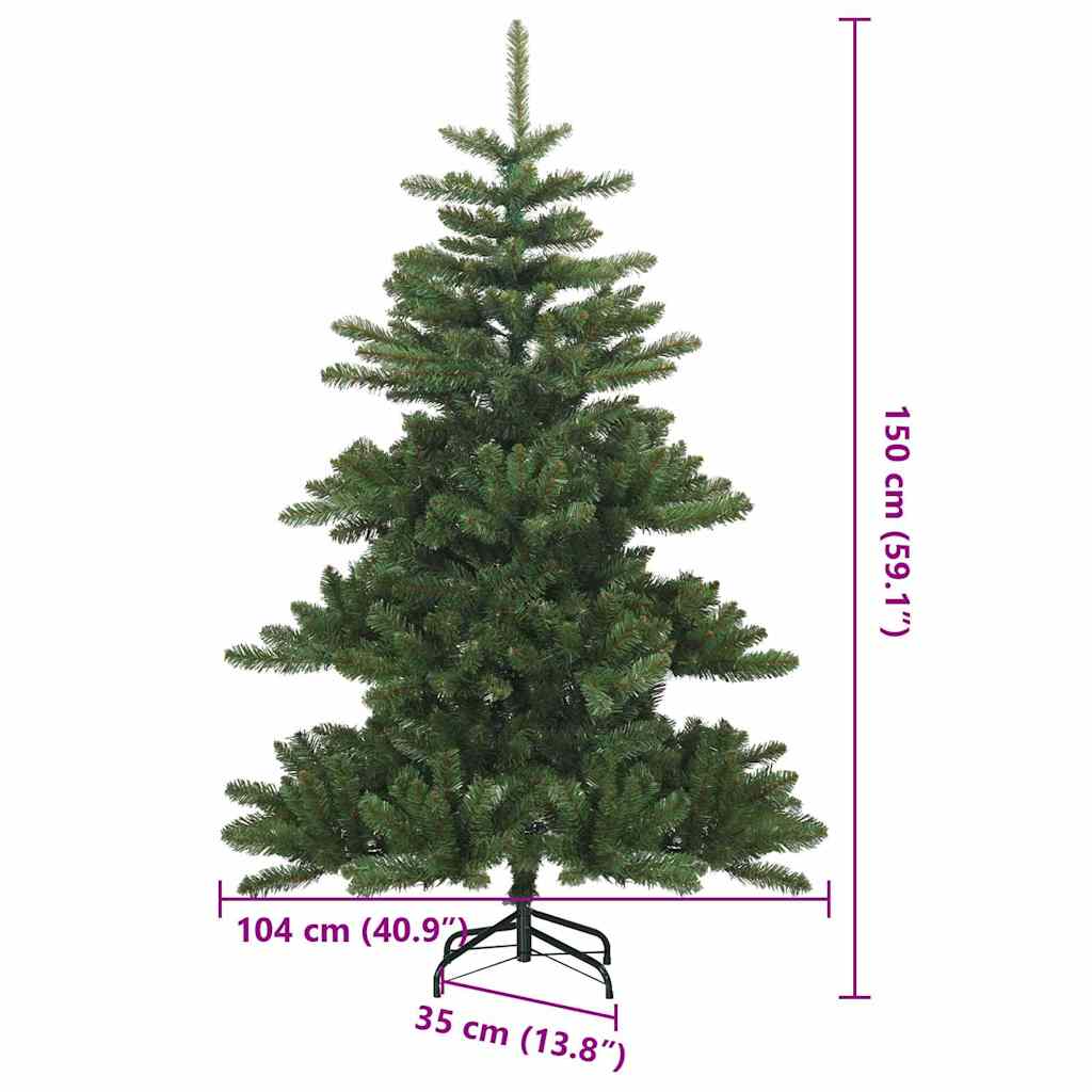 Kunstigt Hinged Juletræ Grøn 150 cm PVC, stål