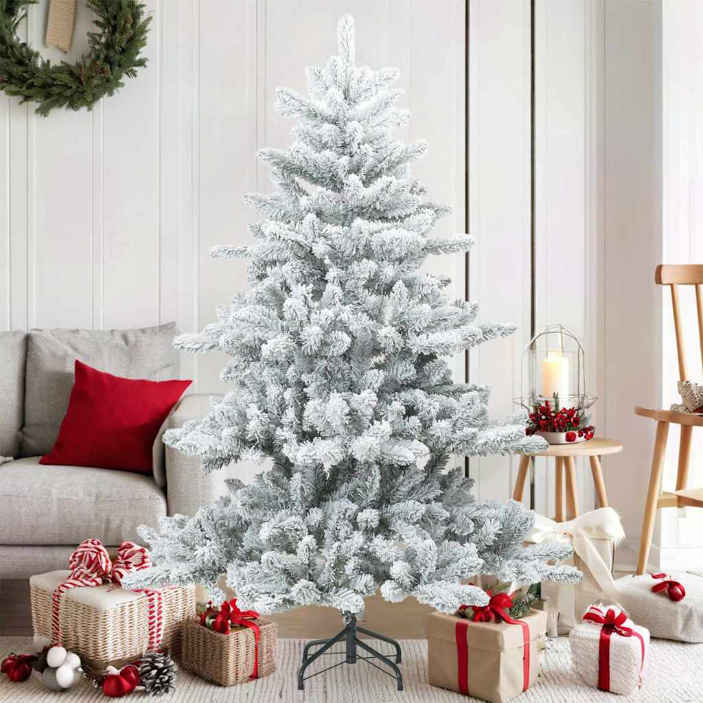 Kunstigt bøjelig juletræ snefløjtet Hvid 150 cm PVC, stål