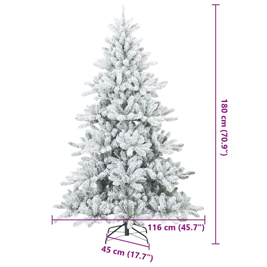 Kunstigt bøjelig juletræ snefløjtet Hvid 180 cm PVC, stål