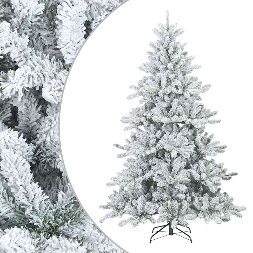 Kunstigt bøjelig juletræ snefløjtet Hvid 210 cm PVC, stål
