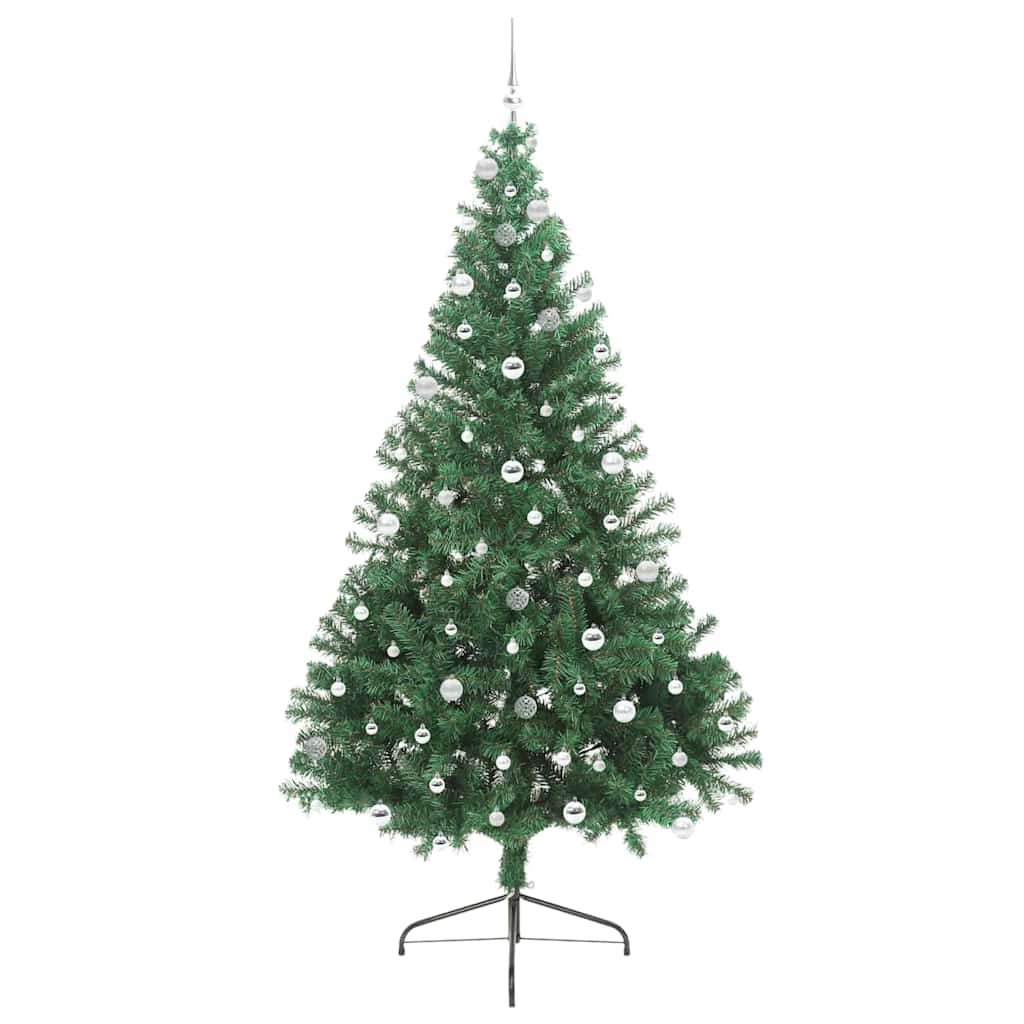 Kunstig Forbelyst Juletræ med 300 LED'er Grøn 240 cm PVC