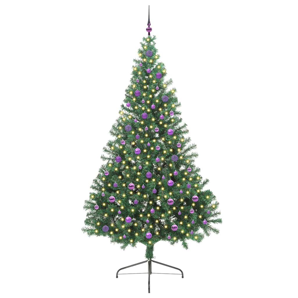 Kunstig Forbelyst Juletræ med 300 LED'er Grøn 240 cm PVC