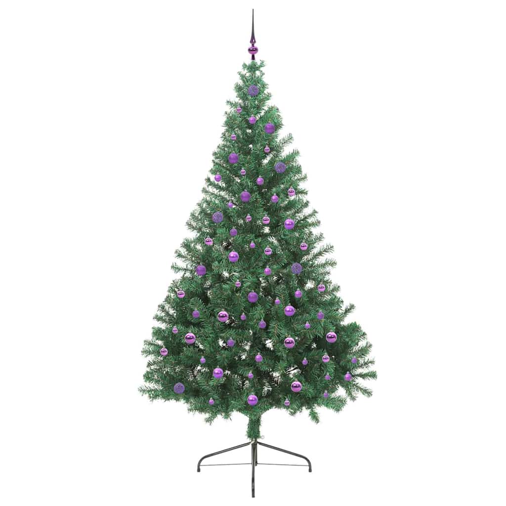 Kunstig Forbelyst Juletræ med 300 LED'er Grøn 240 cm PVC