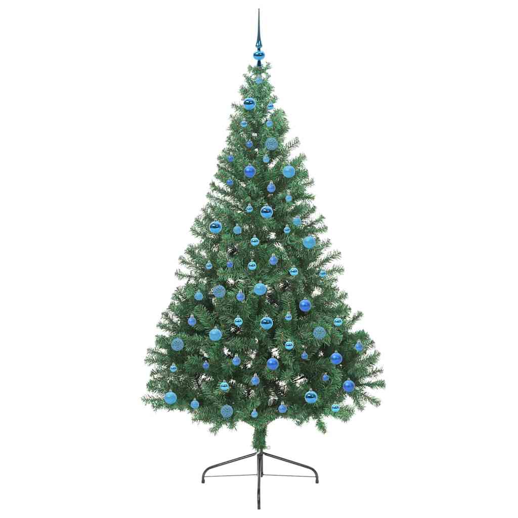Kunstig Forbelyst Juletræ med 300 LED'er Grøn 240 cm PVC