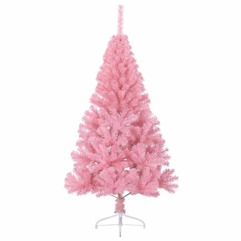 Kunstig Forbelyst Juletræ med 300 LED'er Lyserød 180 cm PVC