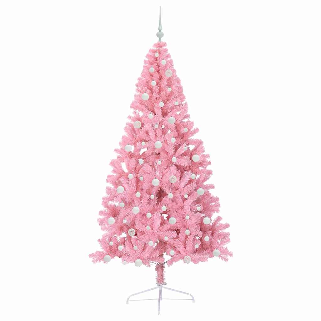 Kunstig Forbelyst Juletræ Lyserød 240 cm PVC