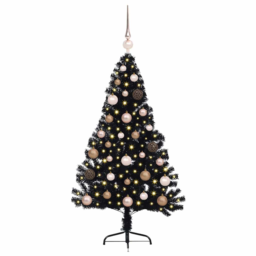 Kunstig Forbelyst Juletræ med 150 LED'er Sort 120 cm PVC