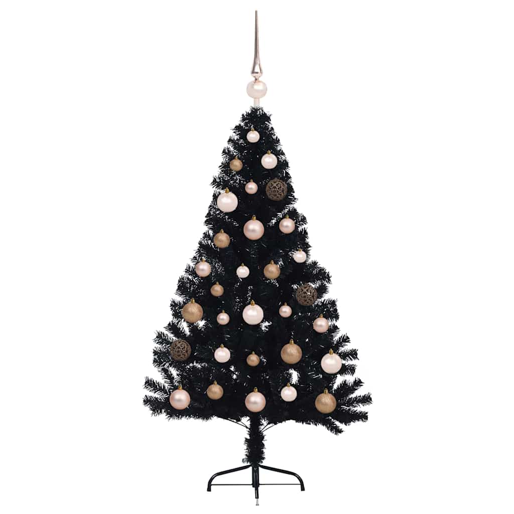Kunstig Forbelyst Juletræ med 150 LED'er Sort 120 cm PVC