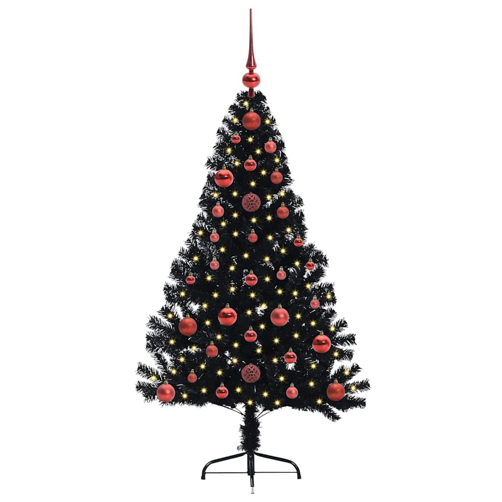 Kunstig Forbelyst Juletræ med 150 LED'er Sort 120 cm PVC