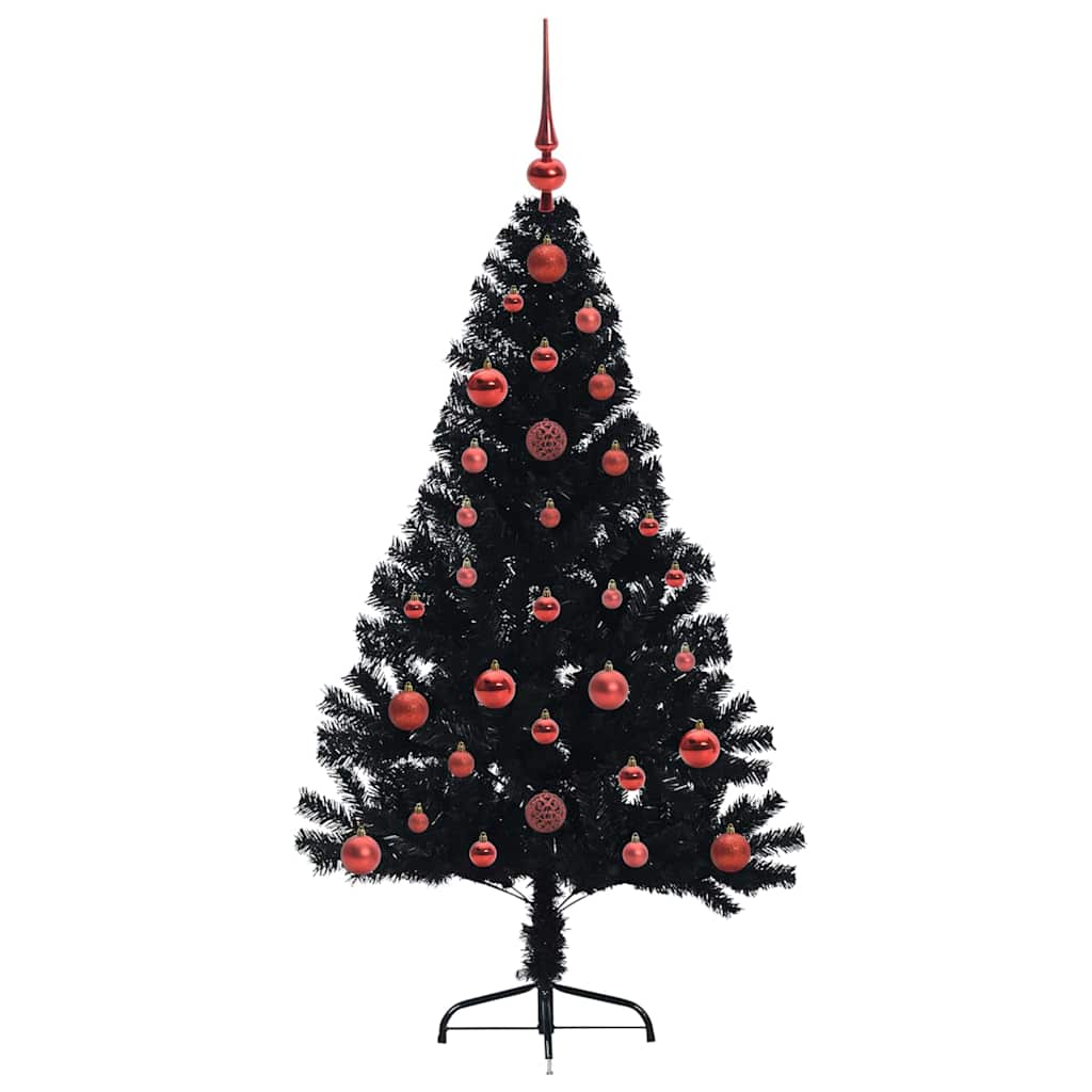 Kunstig Forbelyst Juletræ med 150 LED'er Sort 120 cm PVC