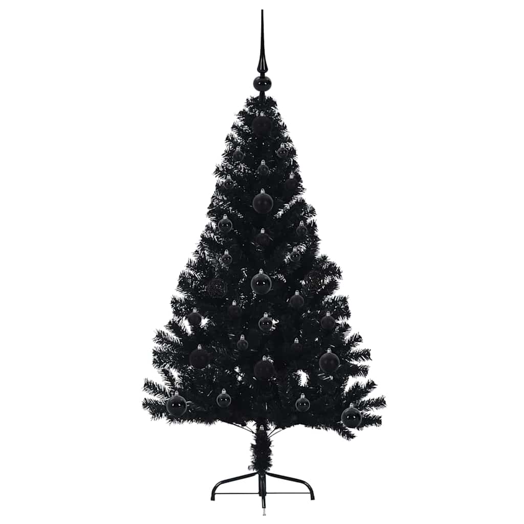 Kunstig Forbelyst Juletræ med 150 LED'er Sort 120 cm PVC