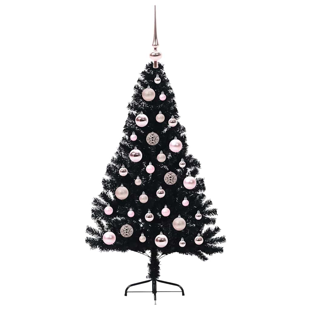 Kunstig Forbelyst Juletræ med 150 LED'er Sort 120 cm PVC