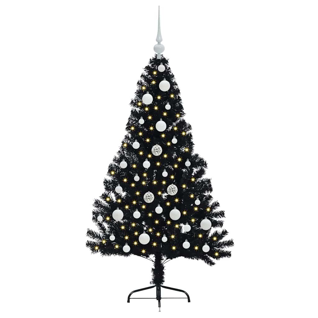Kunstig Forbelyst Juletræ med 150 LED'er Sort 120 cm PVC