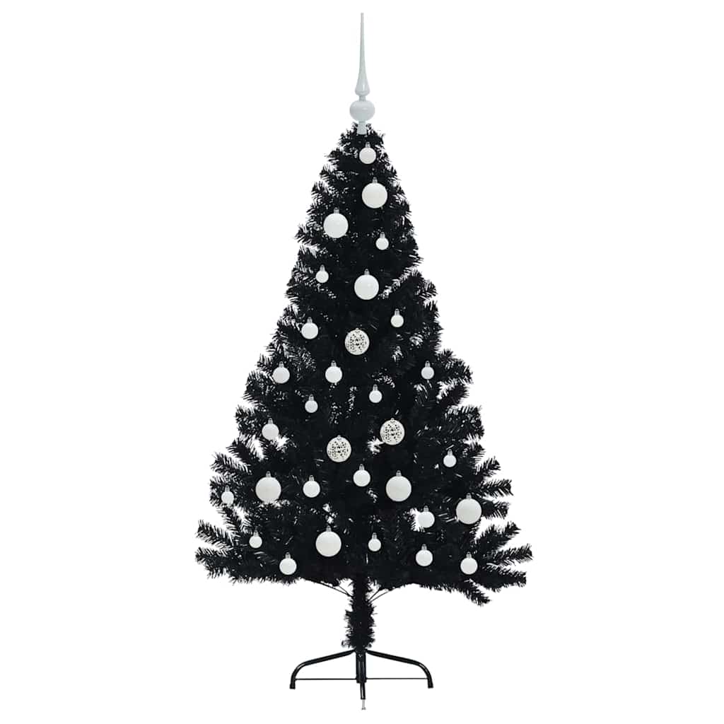 Kunstig Forbelyst Juletræ med 150 LED'er Sort 120 cm PVC