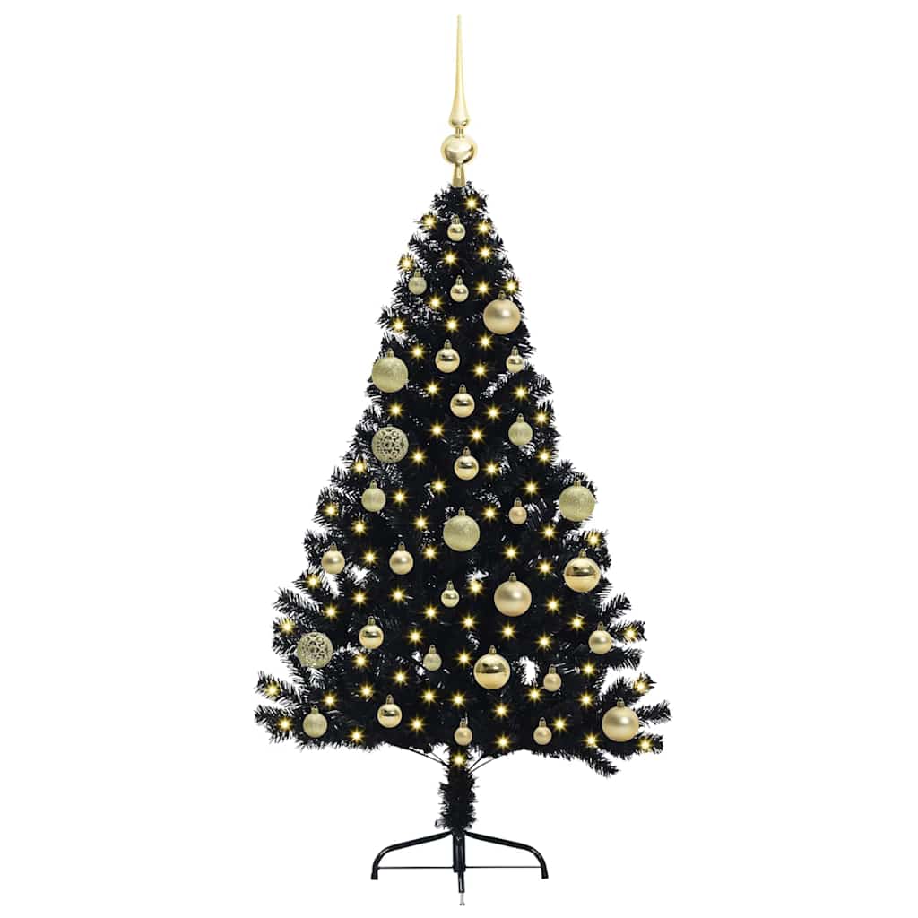 Kunstig Forbelyst Juletræ med 150 LED'er Sort 120 cm PVC