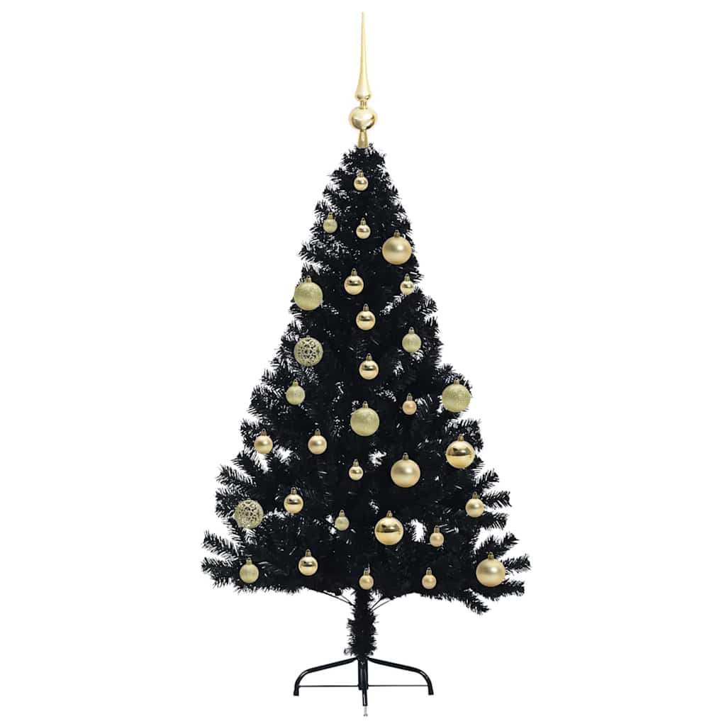 Kunstig Forbelyst Juletræ med 150 LED'er Sort 120 cm PVC