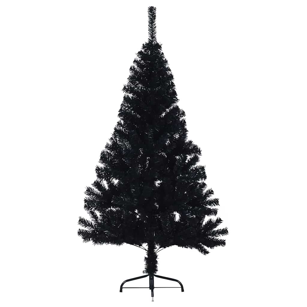 Kunstig Forbelyst Juletræ med 150 LED'er Sort 120 cm PVC
