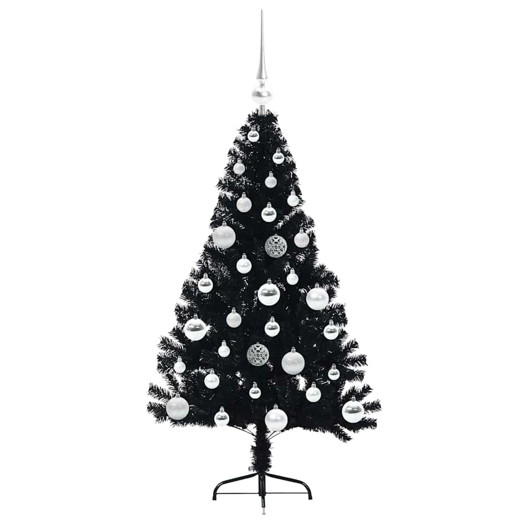 Kunstig Forbelyst Juletræ med 150 LED'er Sort 120 cm PVC