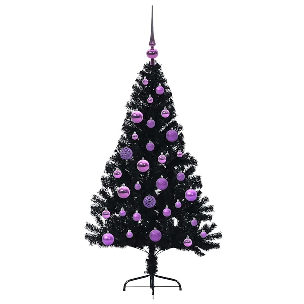 Kunstig Forbelyst Juletræ med 150 LED'er Sort 120 cm PVC