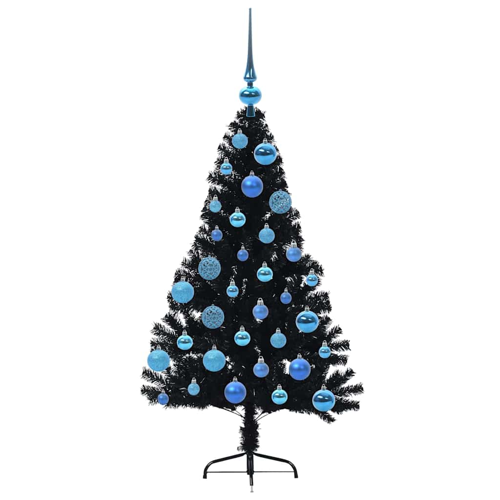 Kunstig Forbelyst Juletræ med 150 LED'er Sort 120 cm PVC