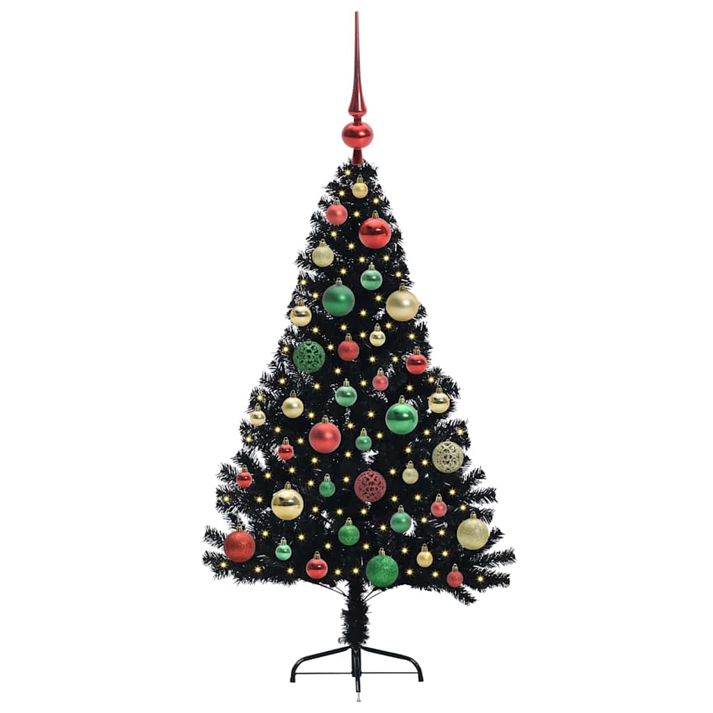 Kunstig Forbelyst Juletræ med 150 LED'er Sort 120 cm PVC