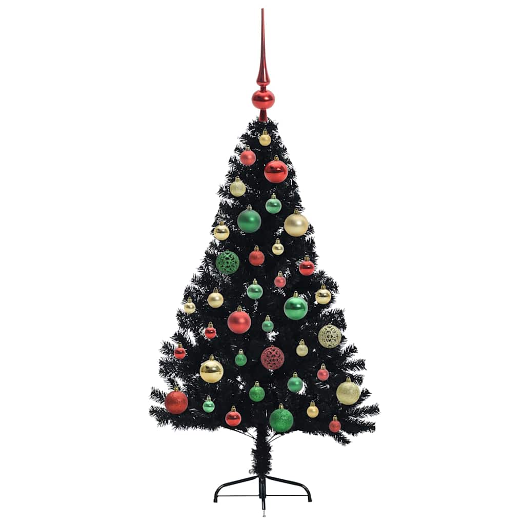 Kunstig Forbelyst Juletræ med 150 LED'er Sort 120 cm PVC