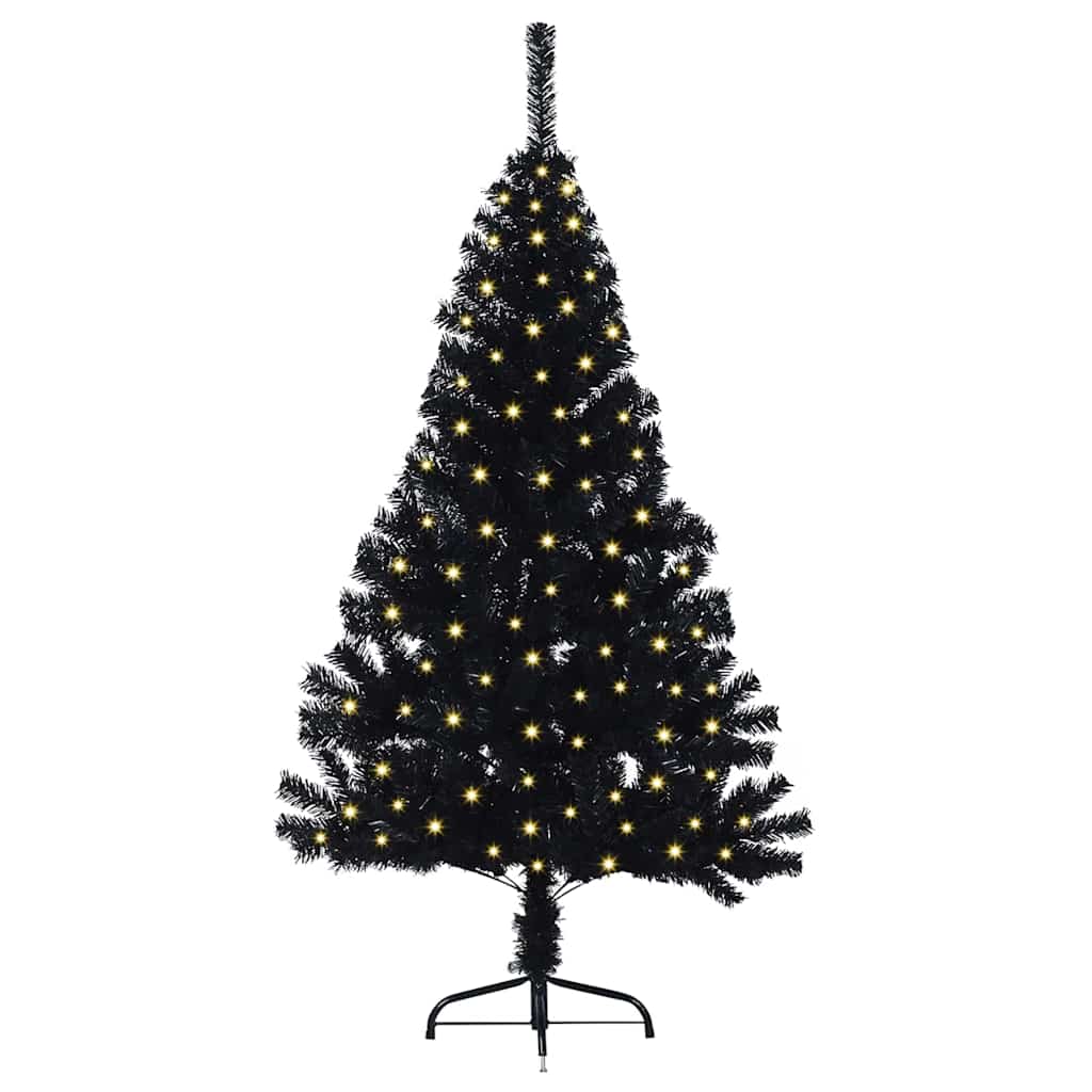 Kunstig Forbelyst Juletræ med 150 LED'er Sort 150 cm PVC