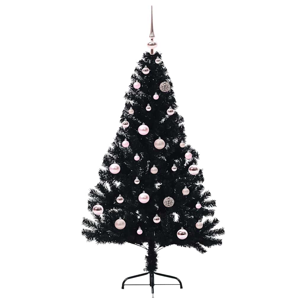 Kunstig Forbelyst Juletræ med 150 LED'er Sort 150 cm PVC