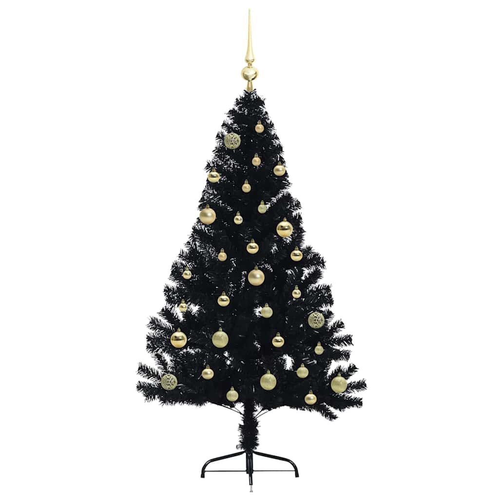 Kunstig Forbelyst Juletræ med 150 LED'er Sort 150 cm PVC