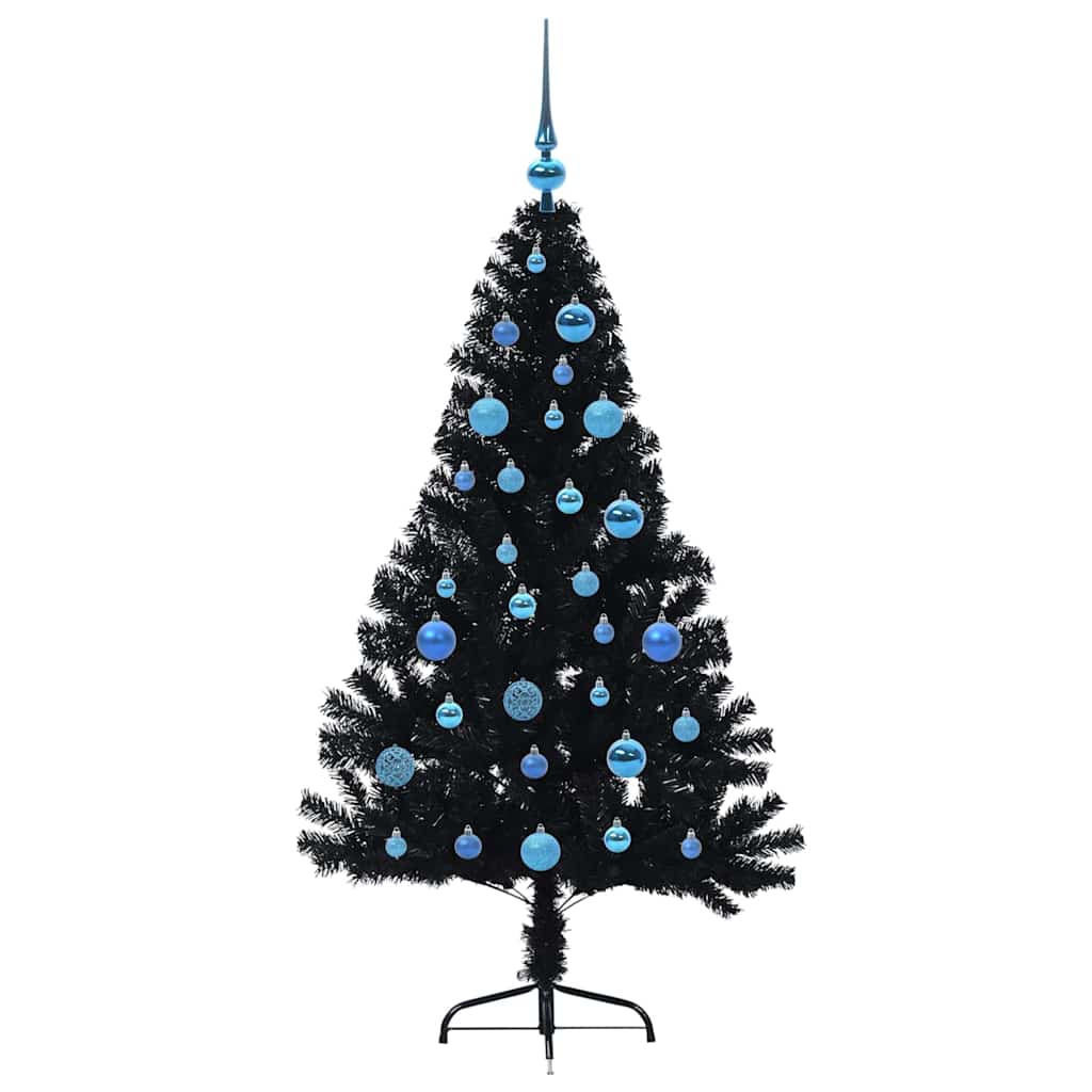 Kunstig Forbelyst Juletræ med 150 LED'er Sort 150 cm PVC