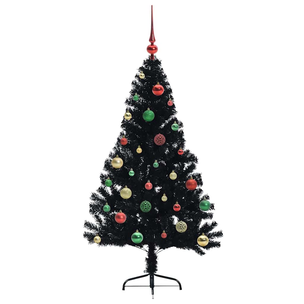 Kunstig Forbelyst Juletræ med 150 LED'er Sort 150 cm PVC