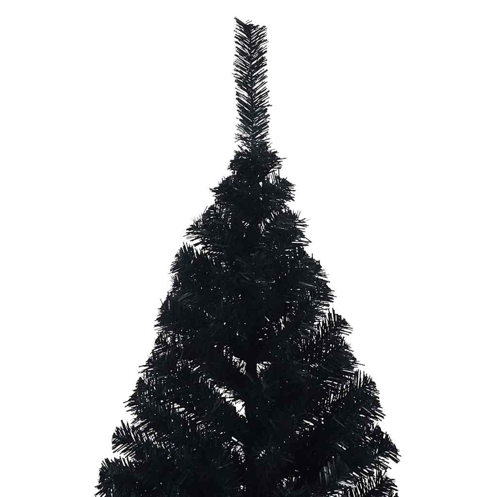 Kunstig Forbelyst Juletræ med 300 LED'er Sort 180 cm PVC