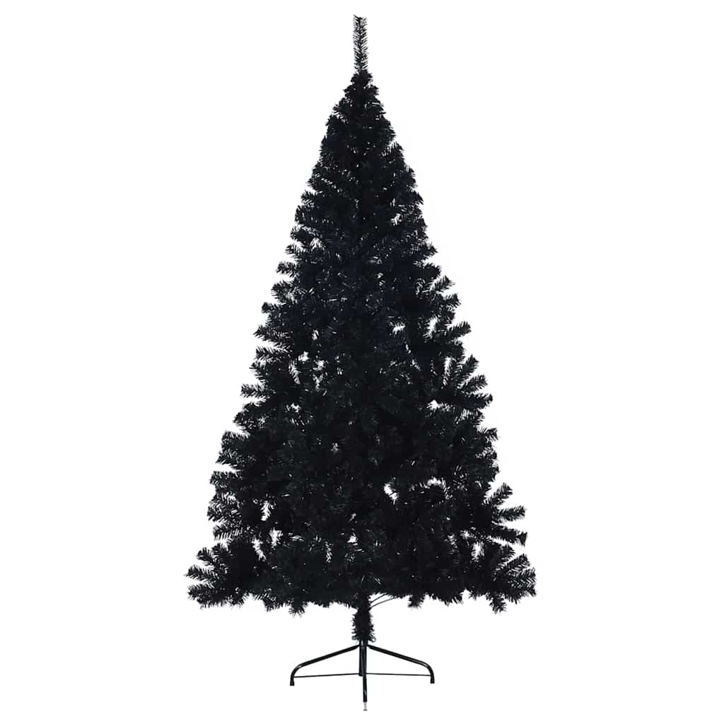Kunstig Forbelyst Juletræ med 300 LED'er Sort 180 cm PVC