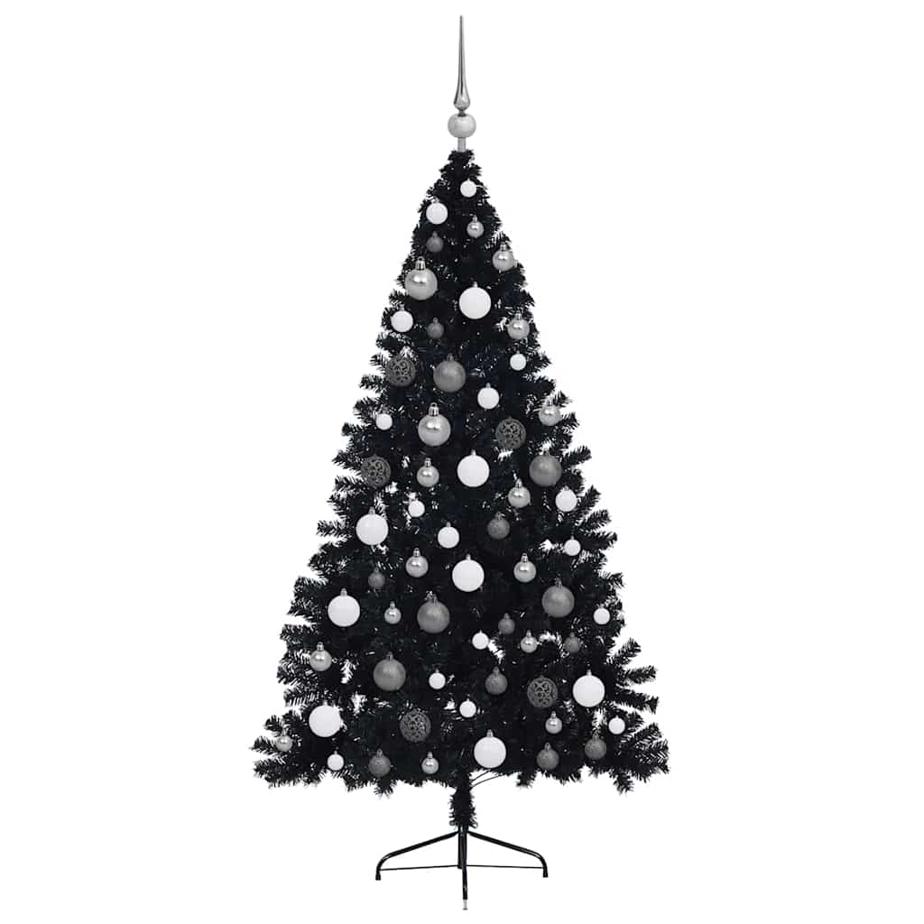 Kunstig Forbelyst Juletræ Sort 180 cm PVC