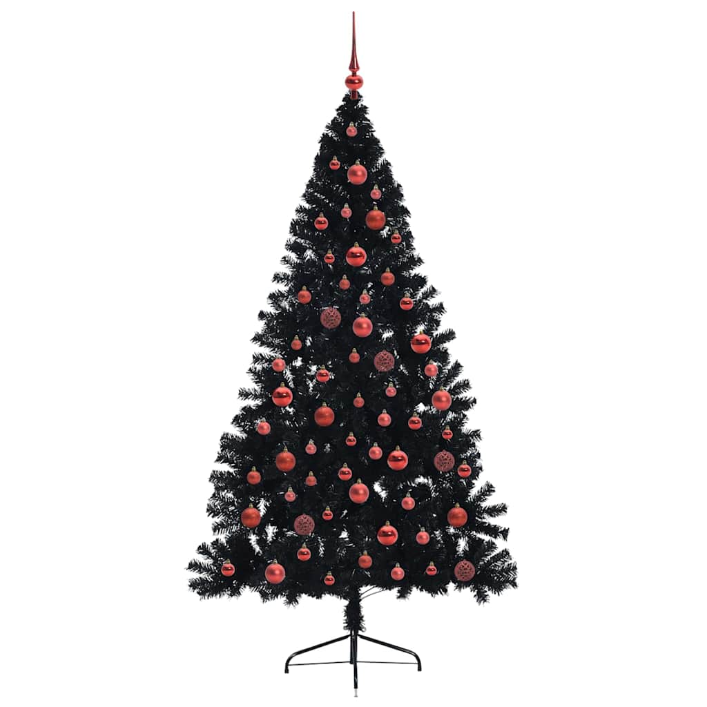 Kunstig Forbelyst Juletræ med 300 LED'er Sort 180 cm PVC