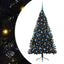 Kunstig Forbelyst Juletræ med 300 LED'er Sort 180 cm PVC