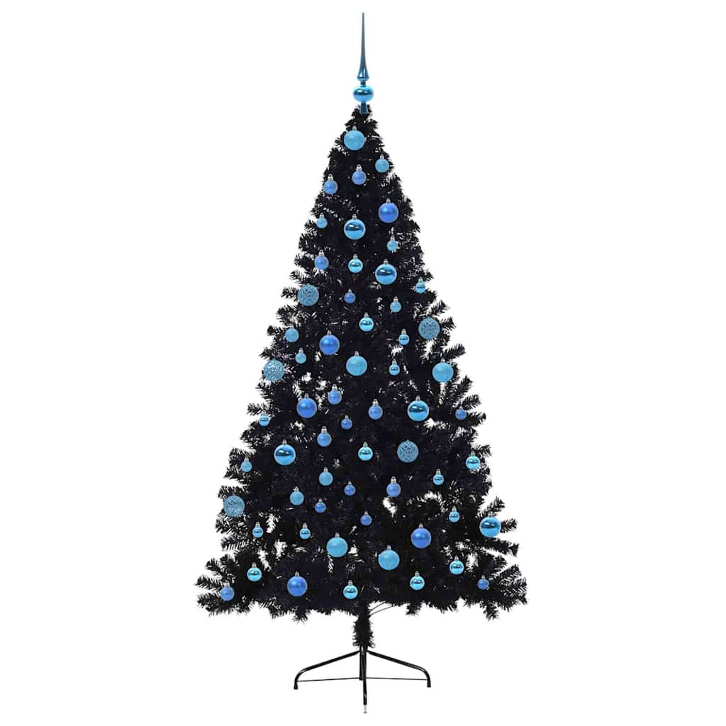 Kunstig Forbelyst Juletræ med 300 LED'er Sort 180 cm PVC