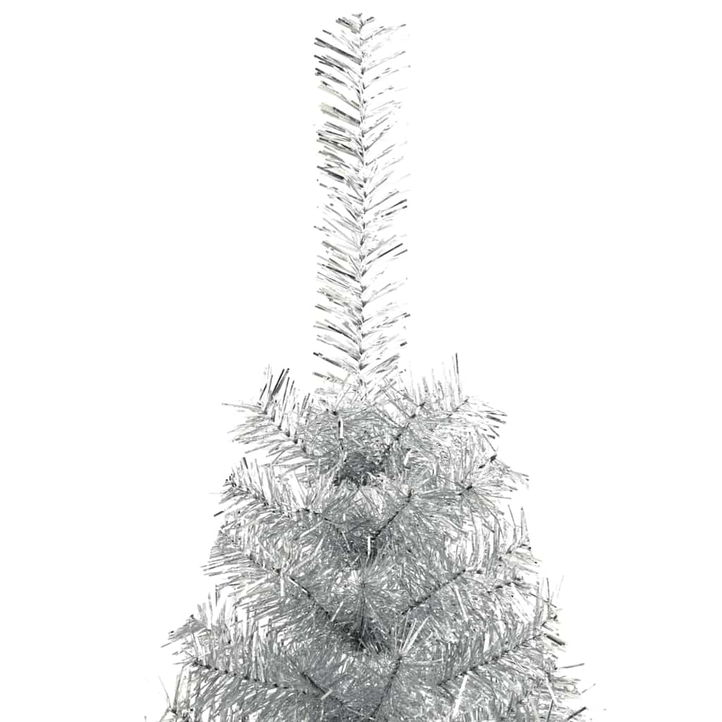 Kunstig Forbelyst Juletræ med 300 LED'er Sølv 210 cm PET