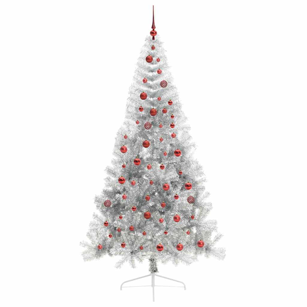 Kunstig Forbelyst Juletræ med 300 LED'er Sølv 210 cm PET